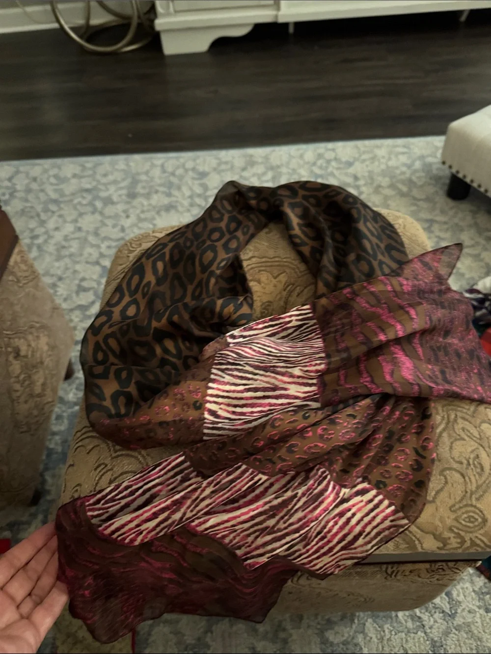 Stylish Brown and Pink Animal-Print Women's Scarf